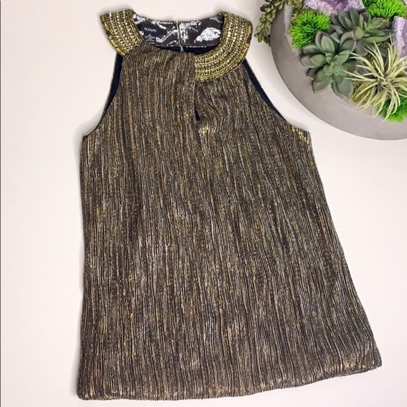 Alfani Embellished Metallic Key hole halter shirt small - Picture 1 of 7
